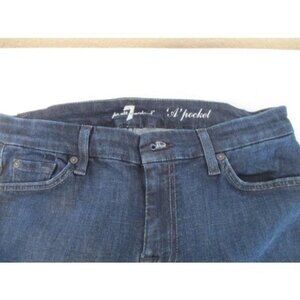 7 For All Mankind Blue A Pocket Medium Wash Silver Metallic Boot Cut Jeans